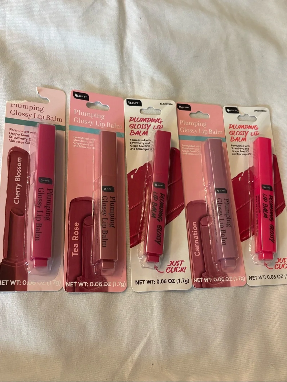 5 piece B pure plumping glossy lip balm